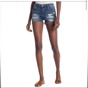 Blank NYC The Essex Distressed Cut off Jean Shorts- Blue Denim Size large